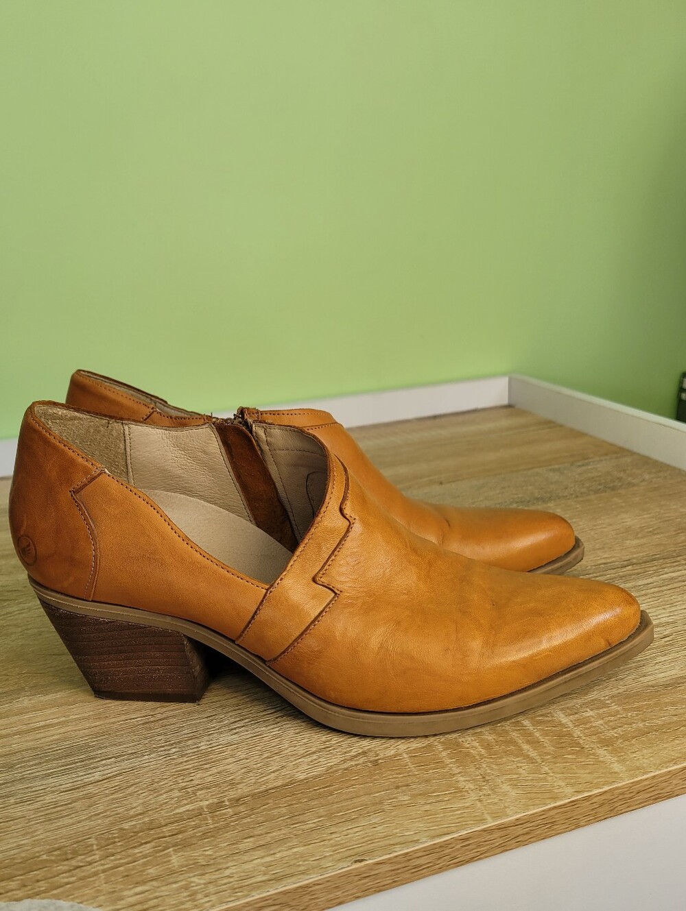Casta Leather Ankle Boots 41 Western Boho Side Zip